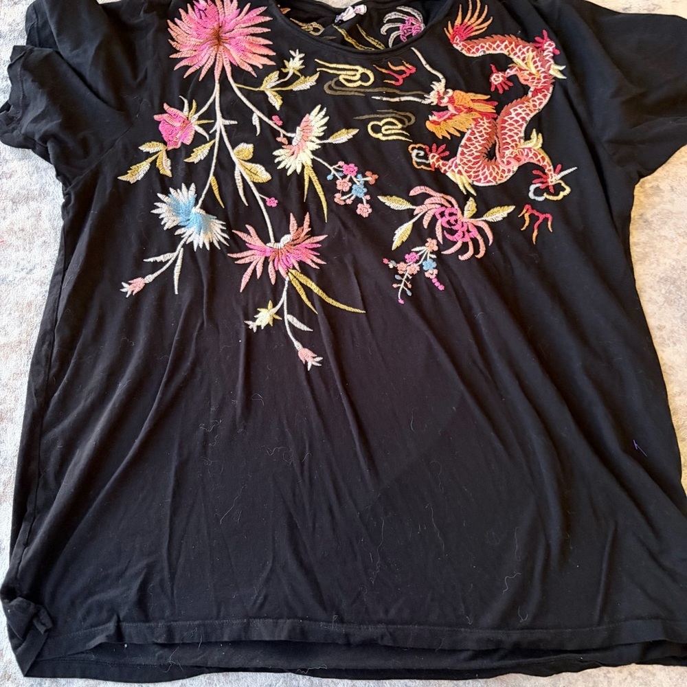 johnny was embroidered dragon shirt